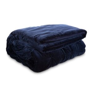 Audley, sengeteppe i midnattsblå fløyel (240*260cm)