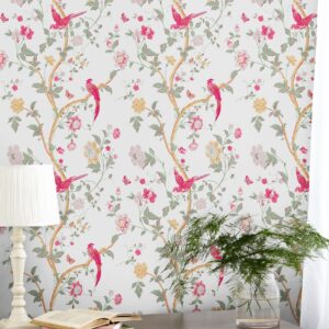 Summer Palace, tapet med fugler i peonrosa fra Laura Ashley