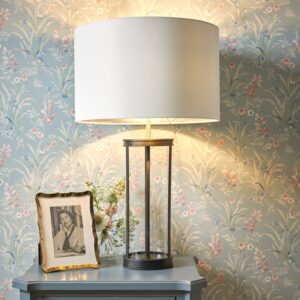 Harrington bordlampe i sort metall og glass fra Laura Ashley