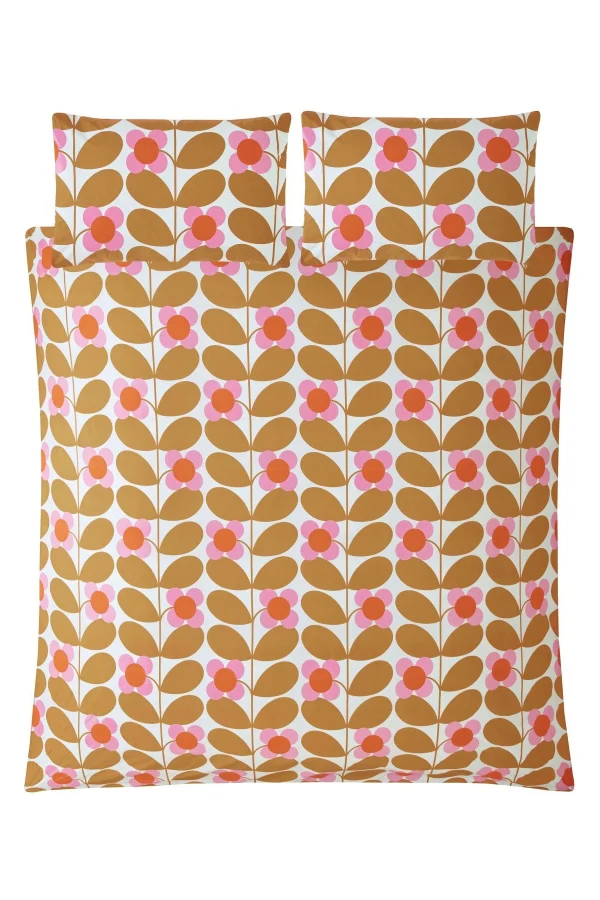 Orla Kiely Stem Bloom retro sengesett i orange og rosa