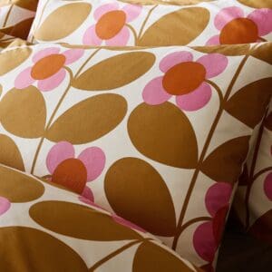 Stem Bloom, retro putetrekk (2) i stilistisk design i orange og rosa