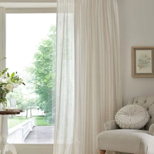 Awning Stripe, stripete voilegardiner i naturtoner fra Laura Ashley