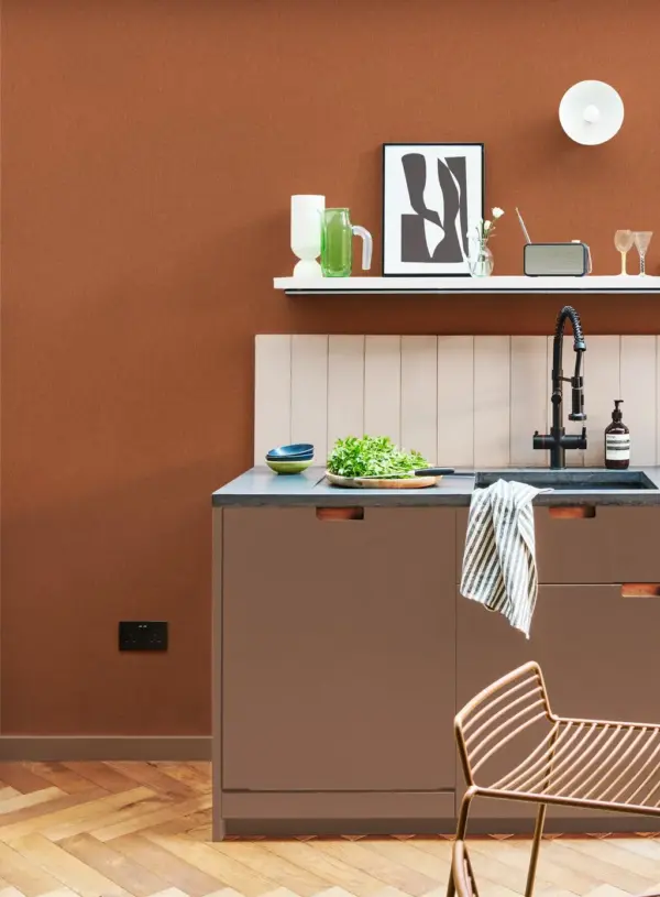 Country Home ensfarget tapet med tekstur i orange