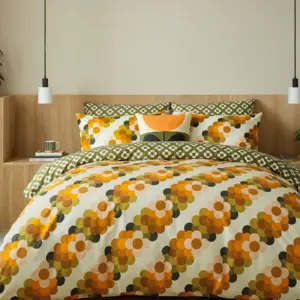 Floer stripe orla kiely retro sengesett i orange