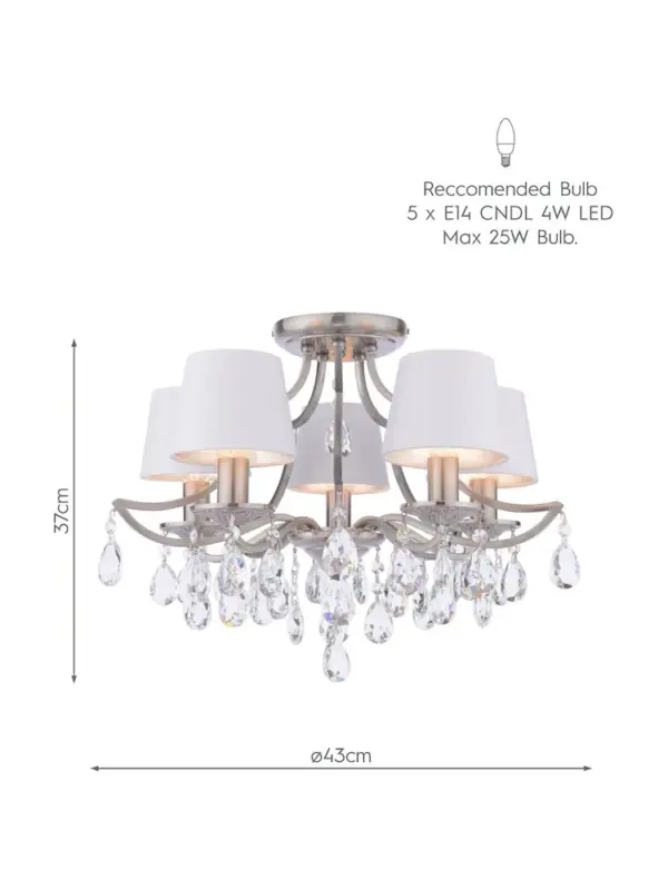 Enstone, elegant taklampe med skjermer og glasskrystaller - Bilde 6