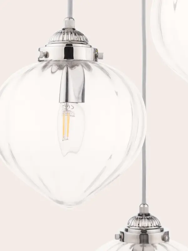 Whitham, taklampe med 3 pendler i krom og glass - Bilde 4