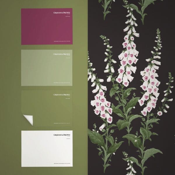 Foxglove Night, sort tapet med hvite revebjeller - Bilde 4