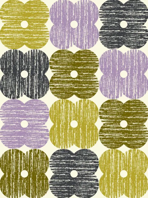 Textured Flower, retro sengesett i lilla og grønt fra Orla Kiely - Bilde 4